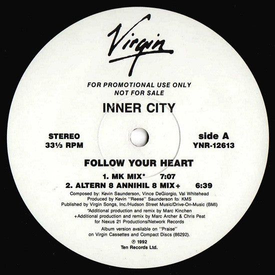 Inner City : Follow Your Heart (12", Promo)