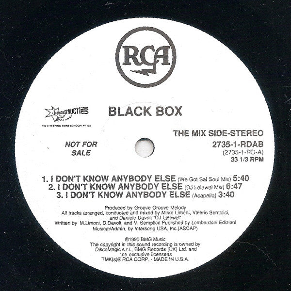 Black Box : I Don't Know Anybody Else (12", Promo)