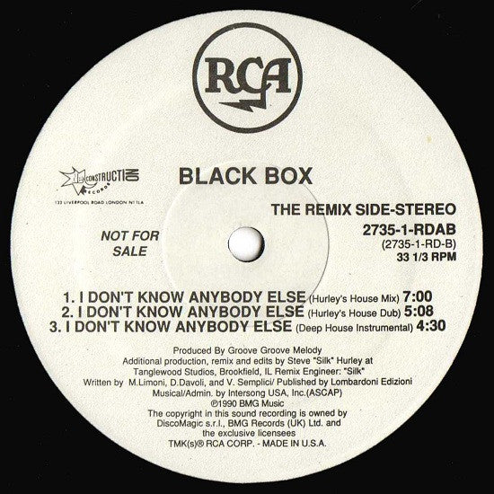 Black Box : I Don't Know Anybody Else (12", Promo)