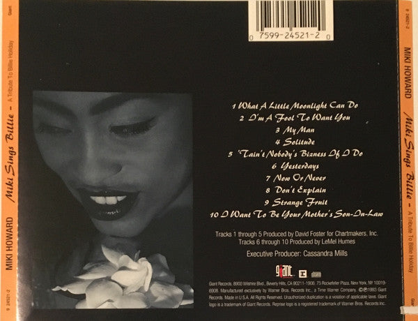 Miki Howard : Miki Sings Billie (A Tribute To Billie Holiday) (CD, Album)
