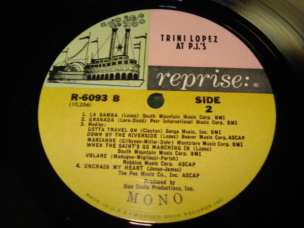 Trini Lopez : Trini Lopez At PJ's (LP, Album, Mono)