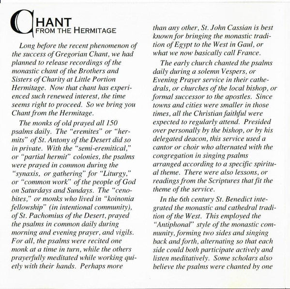 John Michael Talbot And The Monks Of Little Portion Hermitage : Chant From The Hermitage (CD, Album)