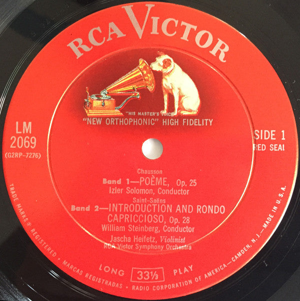 Jascha Heifetz, Ernest Chausson, Camille Saint-Saëns, Julius Conus, Pablo de Sarasate, RCA Victor Symphony Orchestra, William Steinberg, Izler Solomon : Poeme · Zigeunerweisen · Introduction And Rondo Capriccioso · Concerto In E Minor (LP, Mono, RP)
