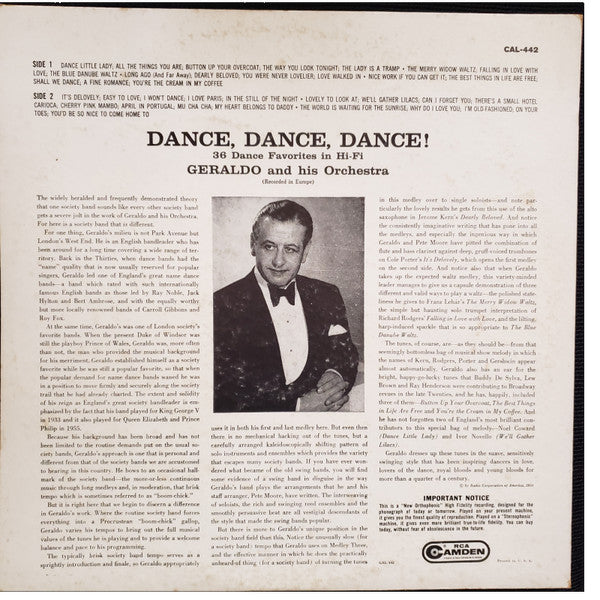 Geraldo And His Orchestra : Dance Dance Dance (LP, Album, Mono)
