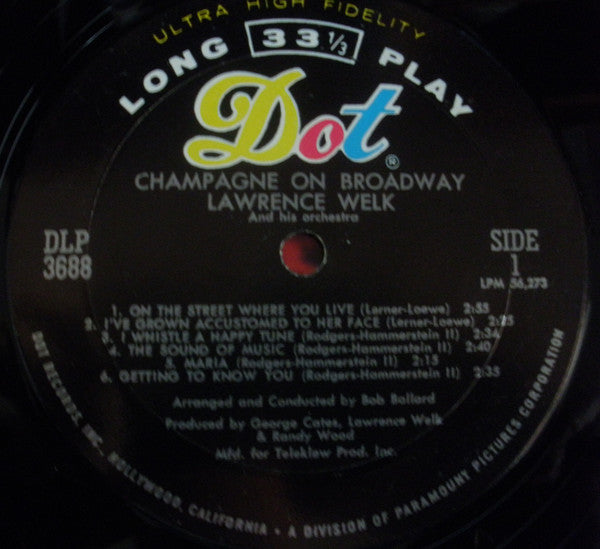 Lawrence Welk : Champagne On Broadway (LP, Mono)