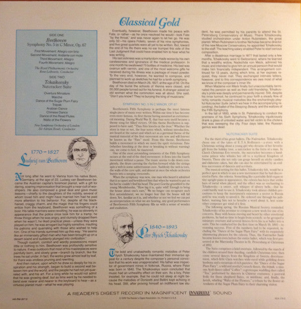 Ludwig van Beethoven, Pyotr Ilyich Tchaikovsky, The Royal Philharmonic Orchestra, The New Symphony Orchestra Of London, René Leibowitz, Sir Adrian Boult : Classical Gold - Beethoven And Tchaikovsky (LP, Album, Dyn)
