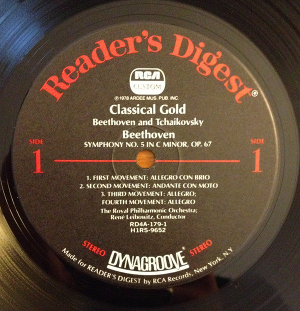 Ludwig van Beethoven, Pyotr Ilyich Tchaikovsky, The Royal Philharmonic Orchestra, The New Symphony Orchestra Of London, René Leibowitz, Sir Adrian Boult : Classical Gold - Beethoven And Tchaikovsky (LP, Album, Dyn)