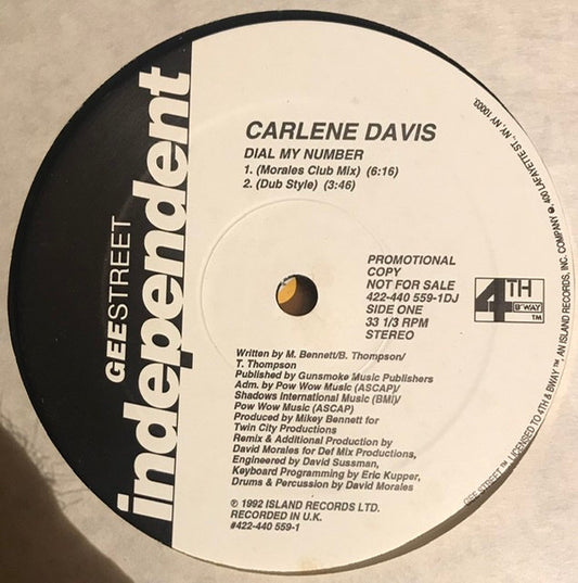 Carlene Davis : Dial My Number (12", Promo)