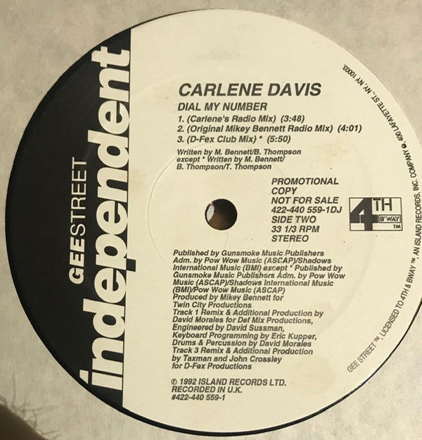 Carlene Davis : Dial My Number (12", Promo)