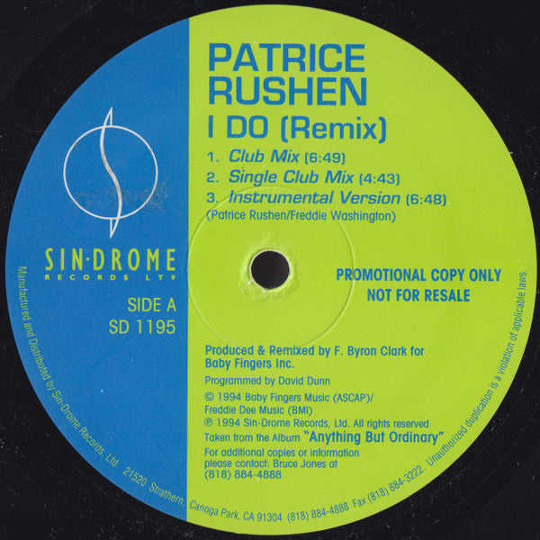 Patrice Rushen : I Do (Remix) (12", Promo)