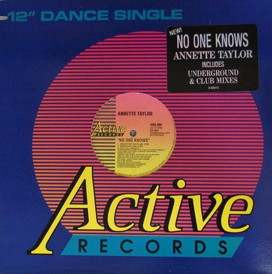 Annette Taylor : No One Knows (12", Single, Promo)