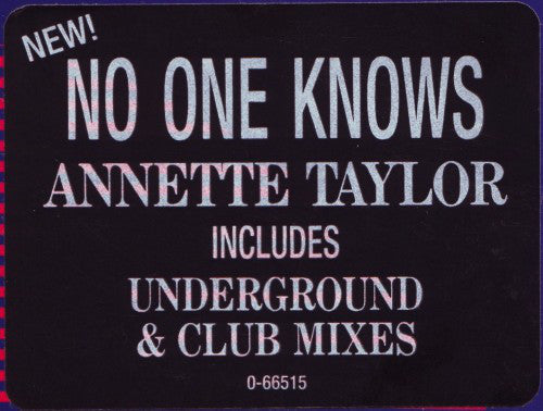 Annette Taylor : No One Knows (12", Single, Promo)