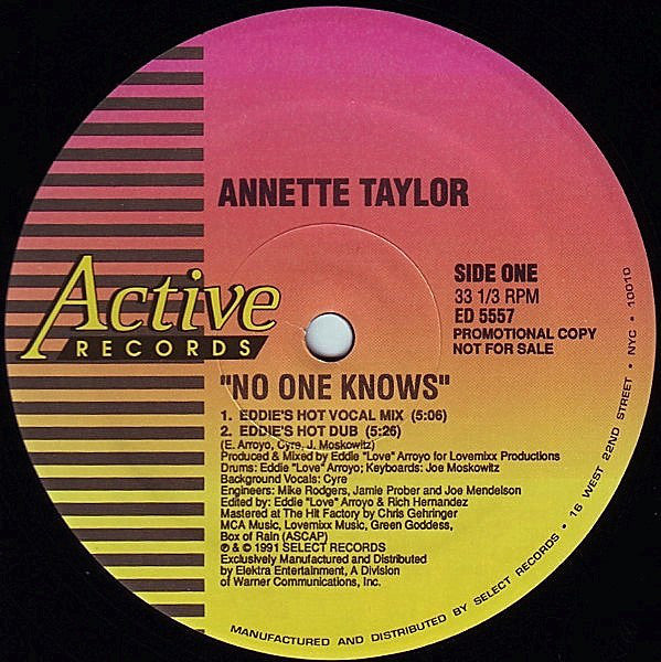 Annette Taylor : No One Knows (12", Single, Promo)