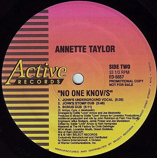 Annette Taylor : No One Knows (12", Single, Promo)