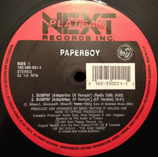 Paperboy : Bumpin' (Adaptation Of Humpin') (12")