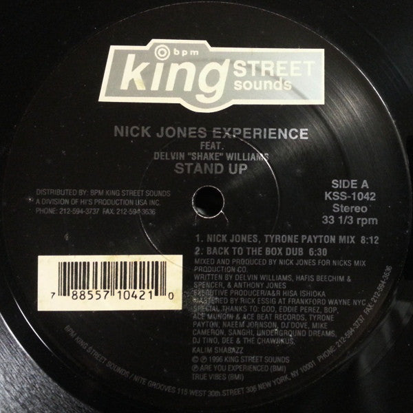 Nick Jones Experience Feat. Delvin Williams : Stand Up (12")