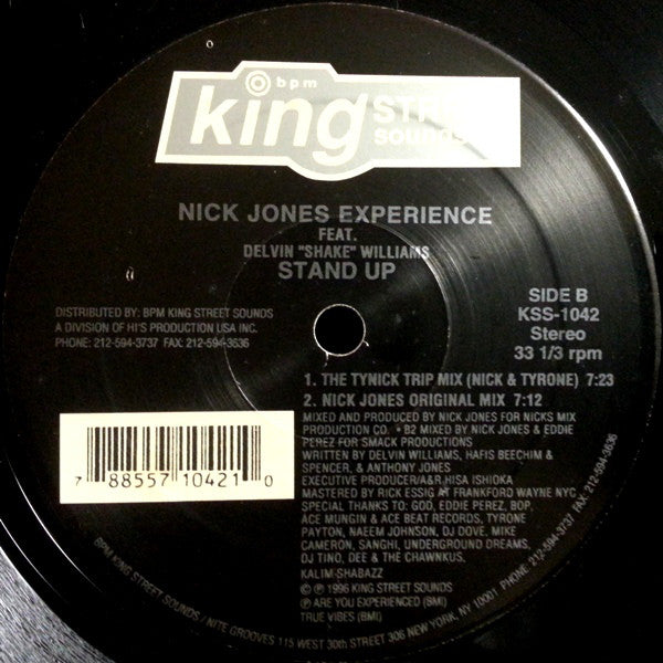 Nick Jones Experience Feat. Delvin Williams : Stand Up (12")