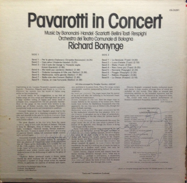 Luciano Pavarotti : Pavarotti In Concert (LP, Album)