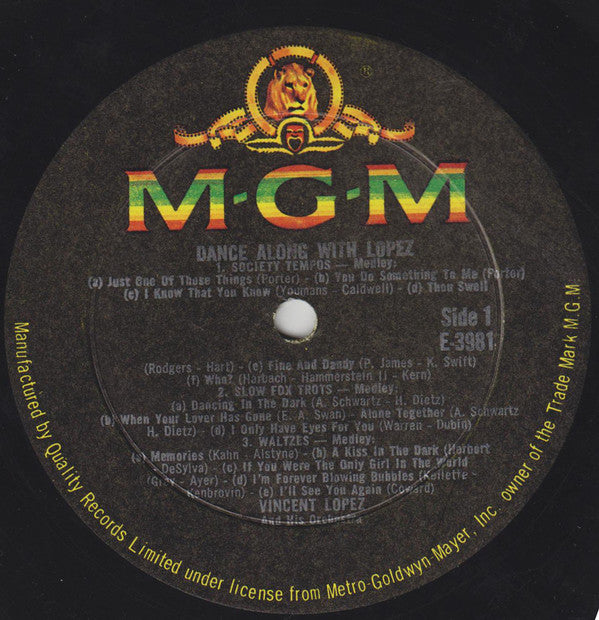 Vincent Lopez And His Orchestra : Dance Along With Lopez (LP, Album, Mono)