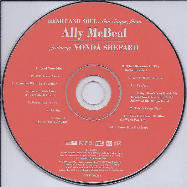 Vonda Shepard : Heart And Soul (New Songs From Ally McBeal) (CD, Album)