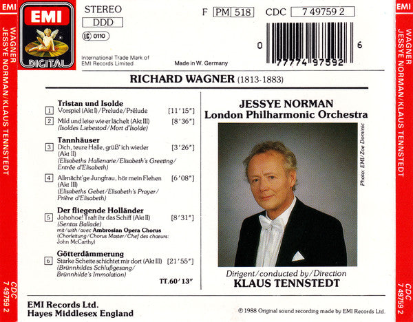 Richard Wagner, Jessye Norman, Klaus Tennstedt, London Philharmonic Orchestra : Szenen Aus: Tristan Und Isolde, Tannhäuser, Der Fliegende Holländer, Götterdämmerung (CD, Comp, RE)