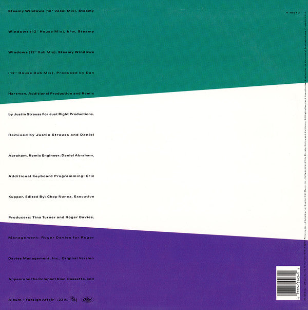 Tina Turner : Steamy Windows (12", Single, pic)