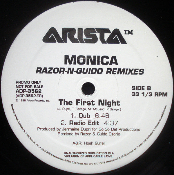 Monica : The First Night (Razor-N-Guido Remixes) (12", Promo)