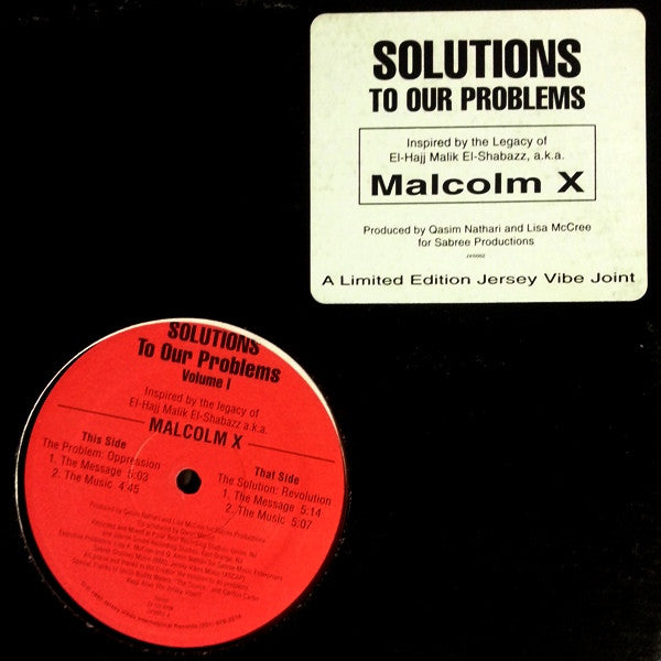 Solutions To Our Problems : Volume 1: Inspired By The Legacy Of Malcolm X (12", Ltd)