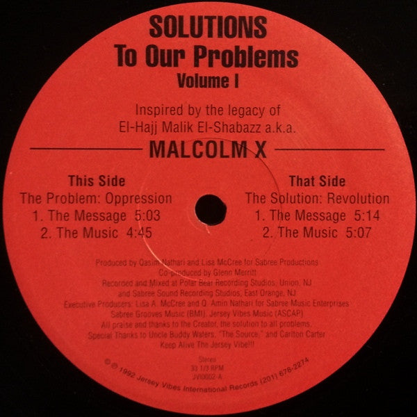 Solutions To Our Problems : Volume 1: Inspired By The Legacy Of Malcolm X (12", Ltd)