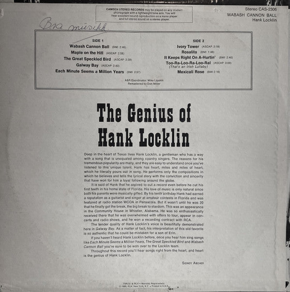 Hank Locklin : Wabash Cannon Ball (LP, Comp)