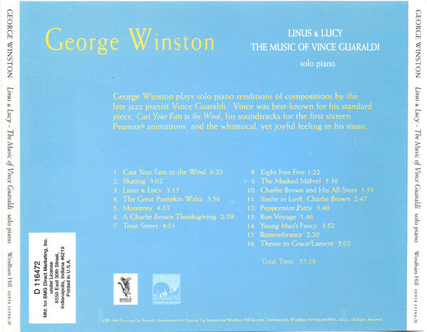 George Winston : Linus & Lucy - The Music Of Vince Guaraldi (CD, Album, Club)