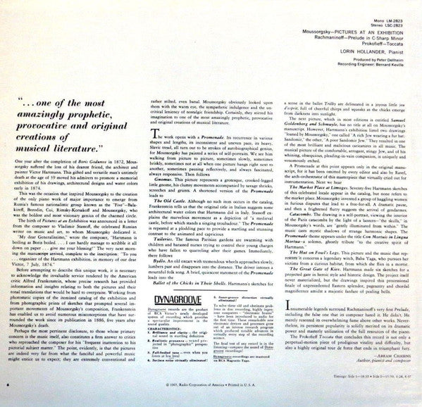 Lorin Hollander / Modest Mussorgsky / Sergei Vasilyevich Rachmaninoff / Sergei Prokofiev : Pictures Of An Exhibition / Prelude In C-Sharp Minor / Toccata (LP, Album)
