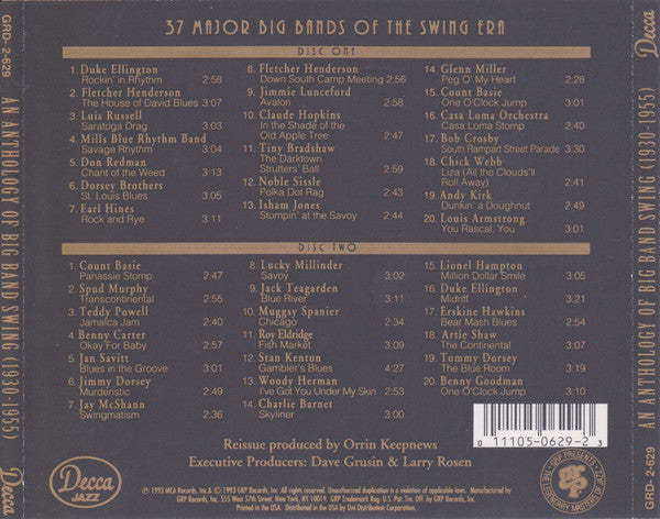 Various : An Anthology Of Big Band Swing 1930-1955 (2xCD, Comp, RE)