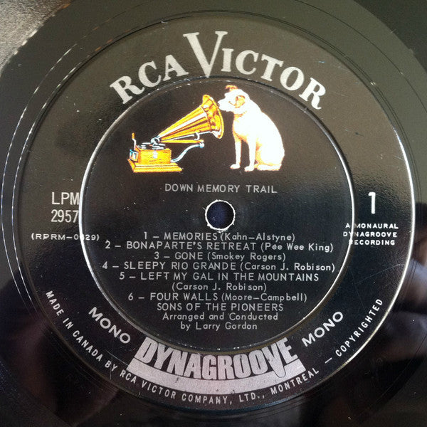 The Sons Of The Pioneers : Down Memory Trail With The Sons Of The Pioneers (LP, Album, Mono)