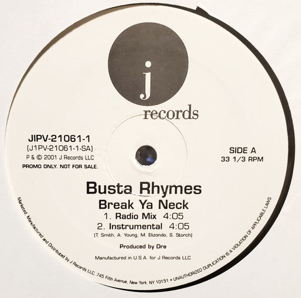 Busta Rhymes : Break Ya Neck (12", Promo)