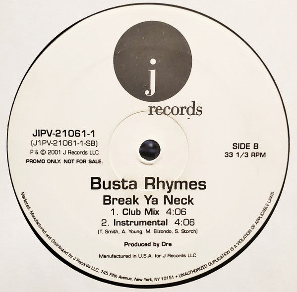 Busta Rhymes : Break Ya Neck (12", Promo)