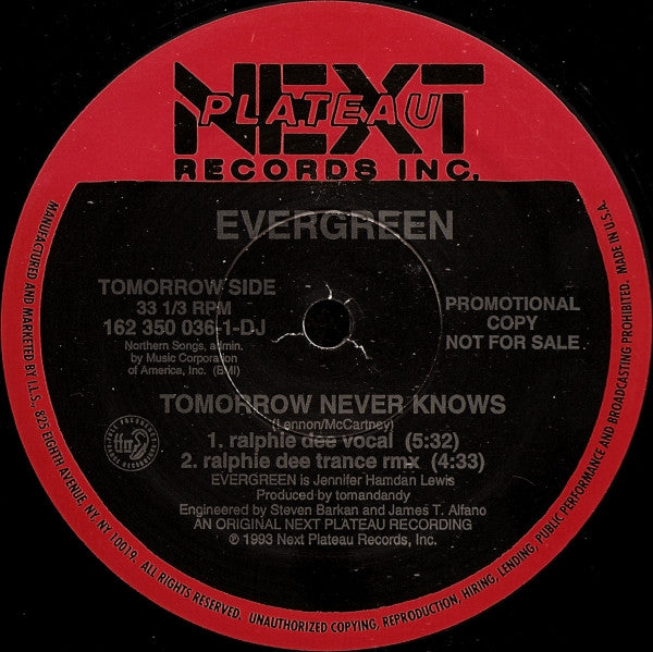 Evergreen (32) : Tomorrow Never Knows (12", Promo)