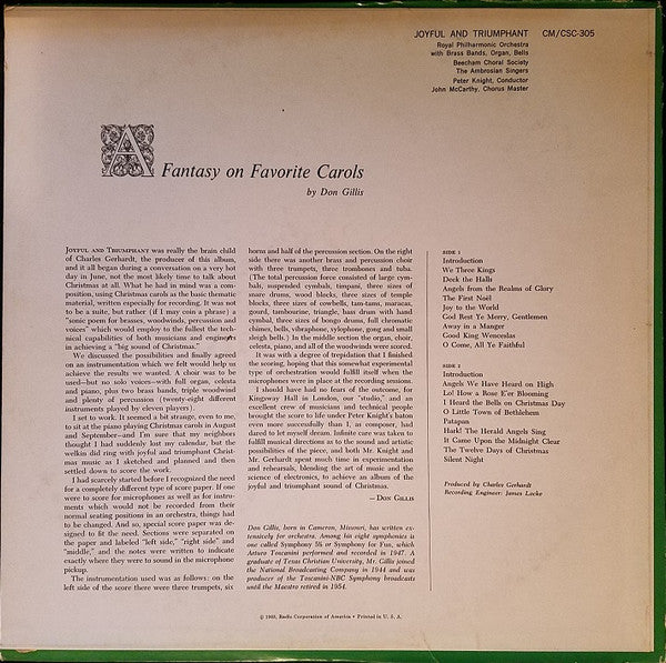 The Royal Philharmonic Orchestra, The Beecham Choral Society, The Ambrosian Singers, Peter Knight (5) : Joyful And Triumphant/A Christmas Sound Spectacular For Brass, Percussion, Symphony Orchestra And Chorus (LP)