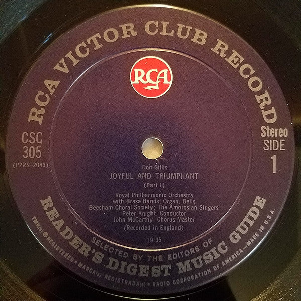The Royal Philharmonic Orchestra, The Beecham Choral Society, The Ambrosian Singers, Peter Knight (5) : Joyful And Triumphant/A Christmas Sound Spectacular For Brass, Percussion, Symphony Orchestra And Chorus (LP)