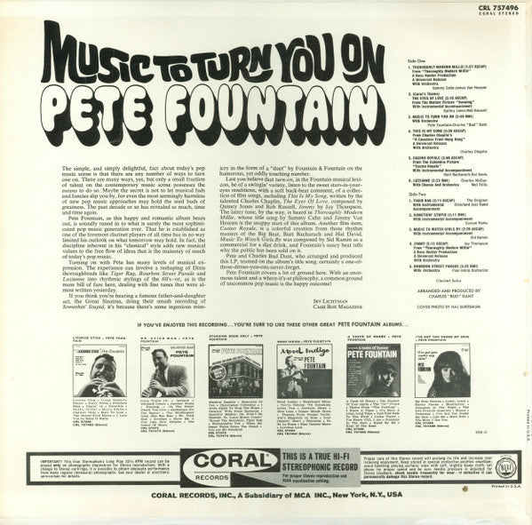 Pete Fountain : Music To Turn You On (LP, Pin)