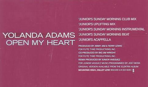 Yolanda Adams : Open My Heart (2x12", Promo)