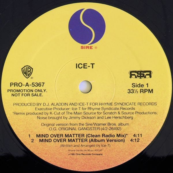 Ice-T : Mind Over Matter (12", Promo)