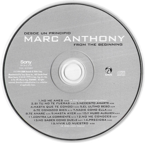 Marc Anthony : Desde Un Principio / From The Beginning (CD, Comp)