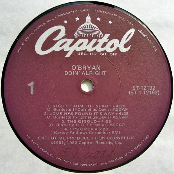 O'Bryan : Doin' Alright (LP, Album)