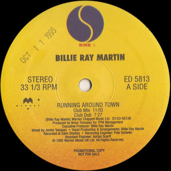 Billie Ray Martin : Running Around Town (12", Promo)