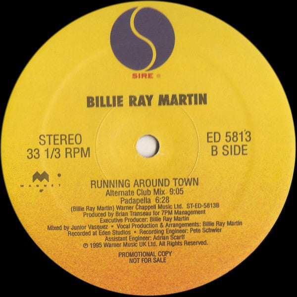 Billie Ray Martin : Running Around Town (12", Promo)