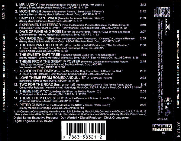 Henry Mancini : All Time Greatest Hits (CD, Comp, RE, RM)
