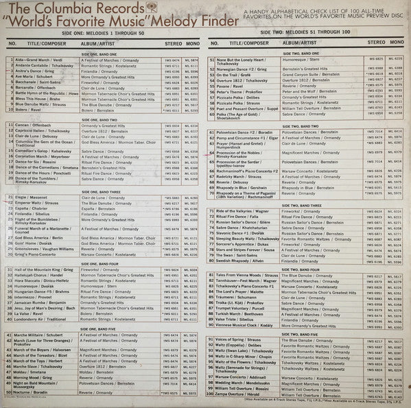 Leonard Bernstein, Isaac Stern, Eugene Ormandy, André Kostelanetz, Mormon Tabernacle Choir : 100 Great Moments From the World's Favorite Music (LP, Comp, Smplr)