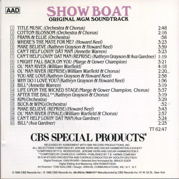 Kathryn Grayson, Ava Gardner, Howard Keel, William Warfield : Show Boat (CD, Album, RE)