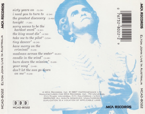 Elton John : Live In Australia (With The Melbourne Symphony Orchestra) (CD, Album)